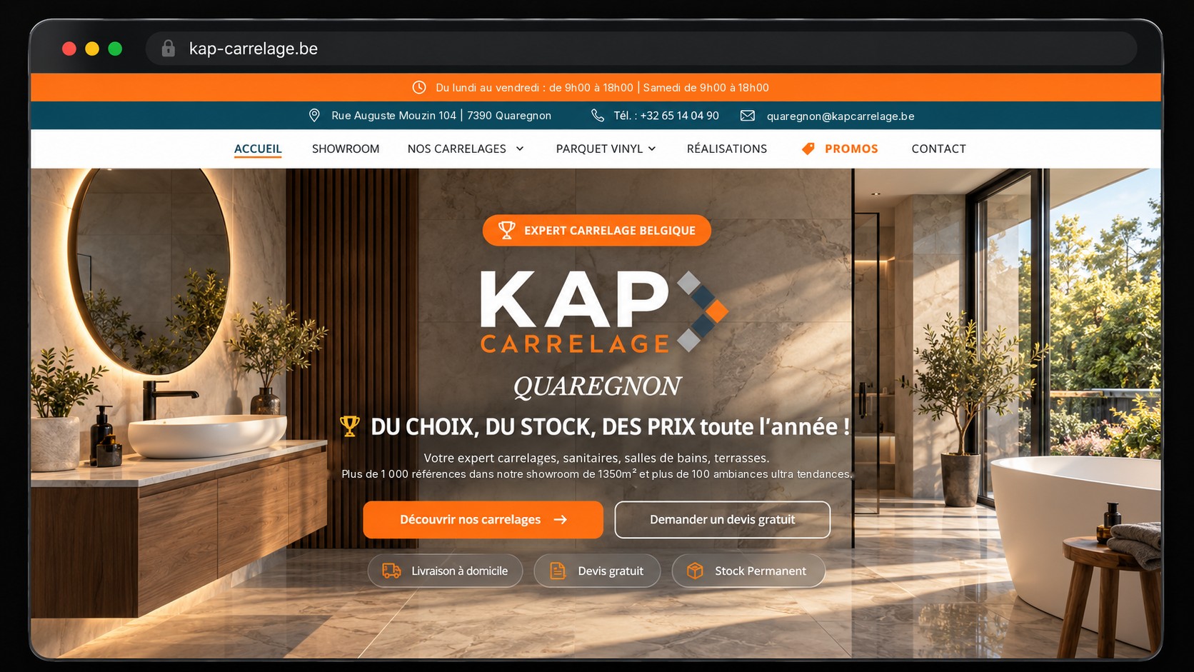Site web réalisé par HelloLead pour KAP Carrelage
