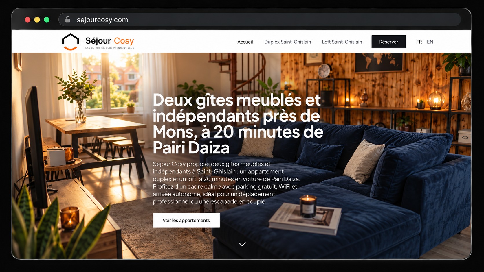 Site web réalisé par HelloLead pour Séjour Cosy